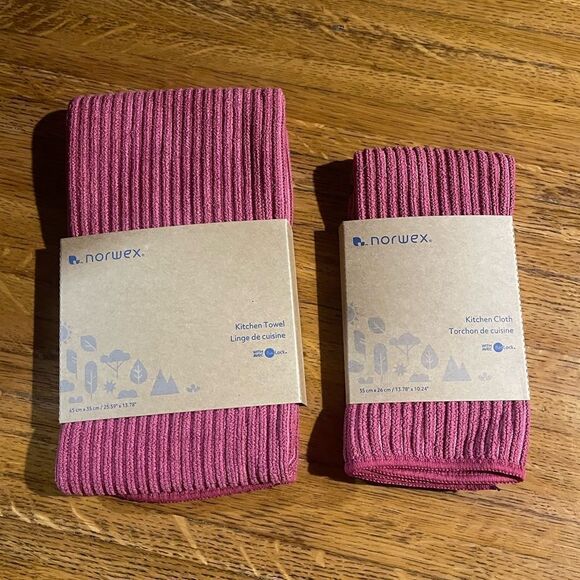 Norwex Kitchen Towel and Kitchen Cloth set of 2 Pomegranate NWOT - Picture 2 of 9